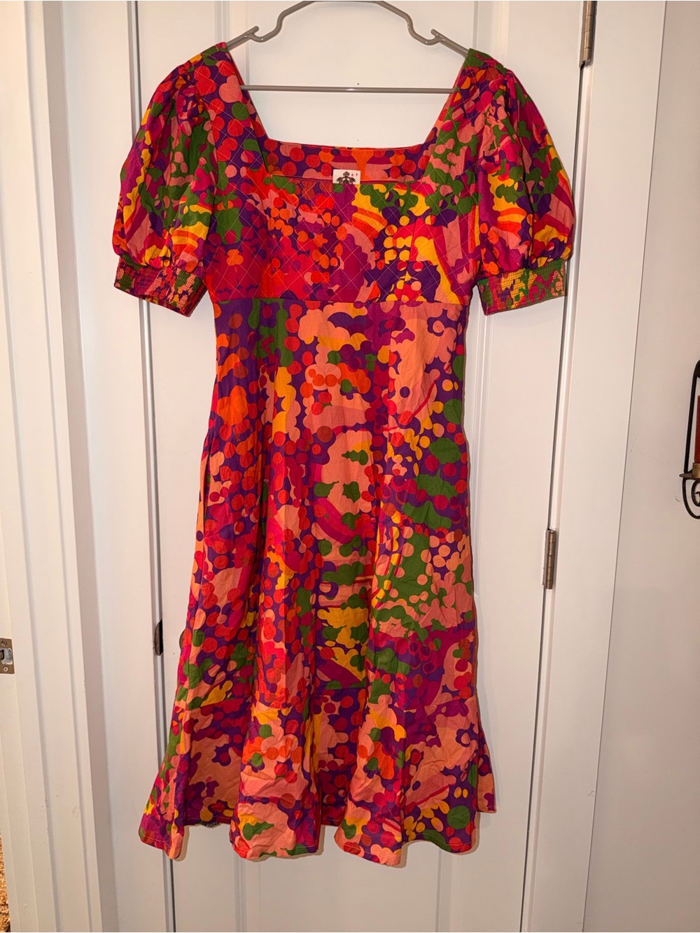 Anthropologie Roopa Pemmaraju Vibrant Floral Square-Neck Midi Dress
